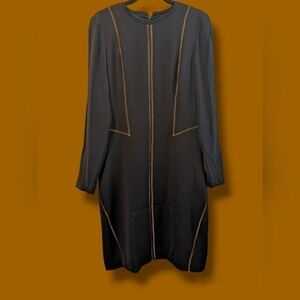 Rag & Bone Little Black Dress Copper Stitch Raj Cocktail Midi Dress LBD